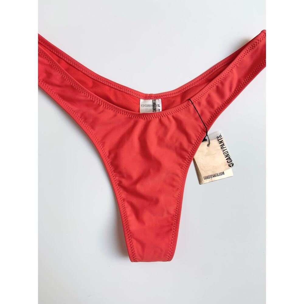 NWT Candy Pants Coral High Hip Thong Bikini Bottoms size Medium - Picture 4 of 10